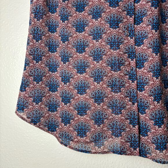 CAbi Fan Collar Sleeveless Blouse Floral Sheer Button-Down Women's Small #3620 - Picture 9 of 16